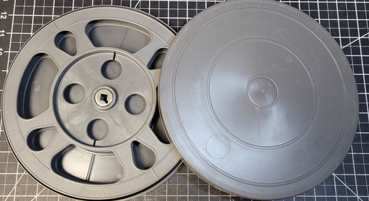 16mm 600' Plastic Projector reel with Storage can Goldberg
