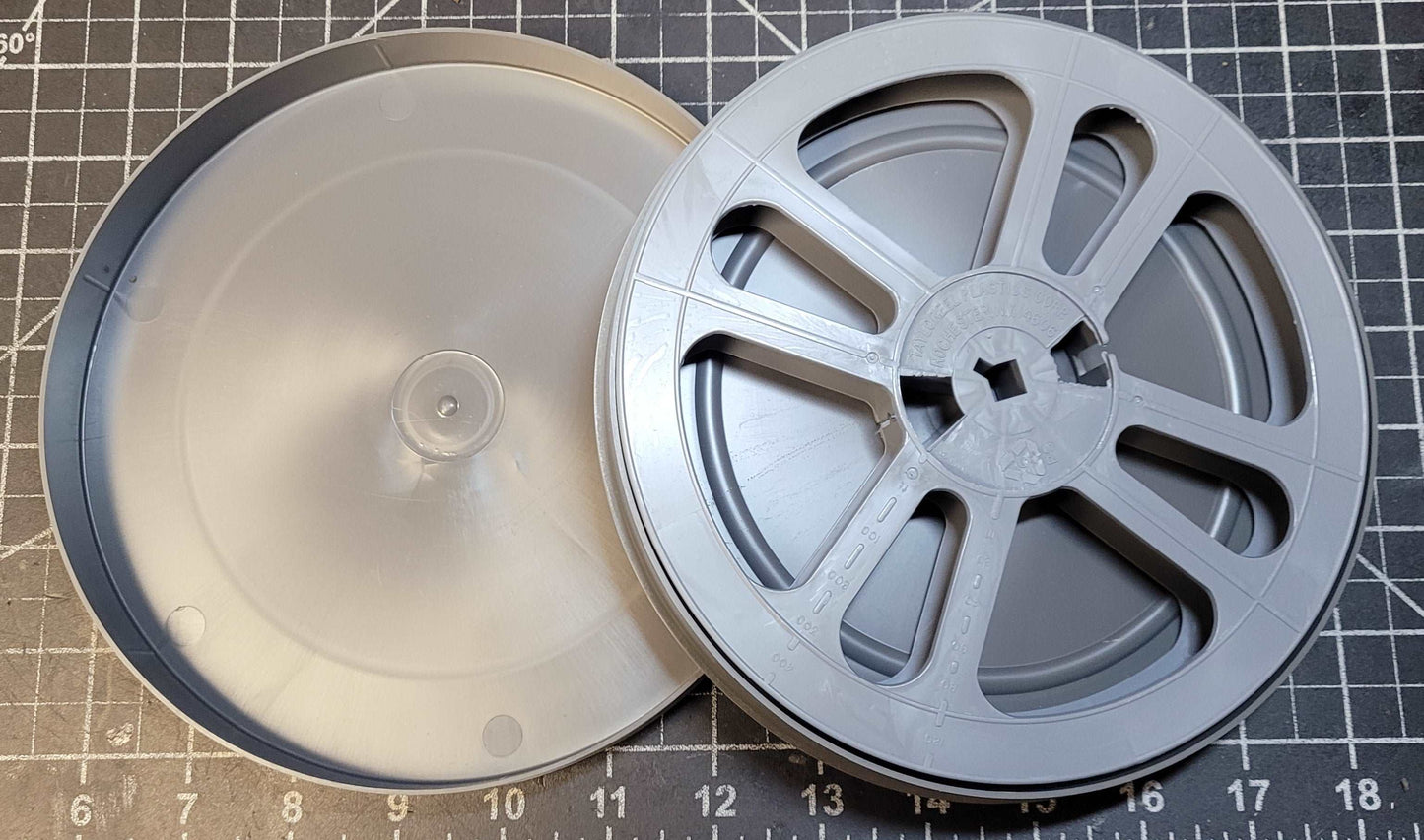 16mm 400' Plastic Storage Can with 400' Plastic Film Reel Tayloreel