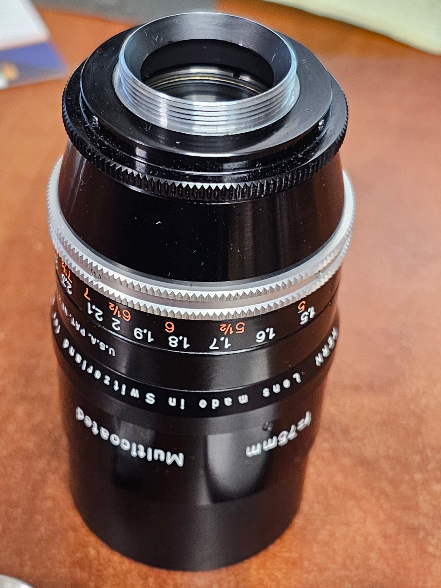 Switar 75mm Macro Preset f1.9 Multicoated C-Mount Lens (Black Version) S# 1122191