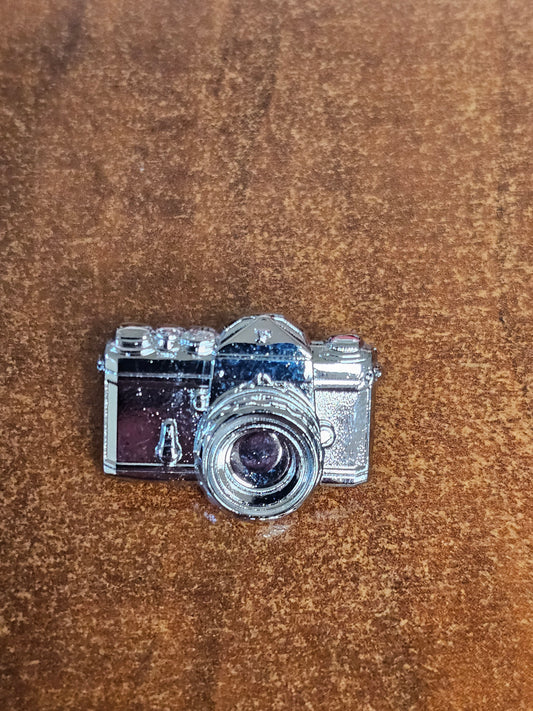 35mm Camera Silver Enamel Lapel Pin