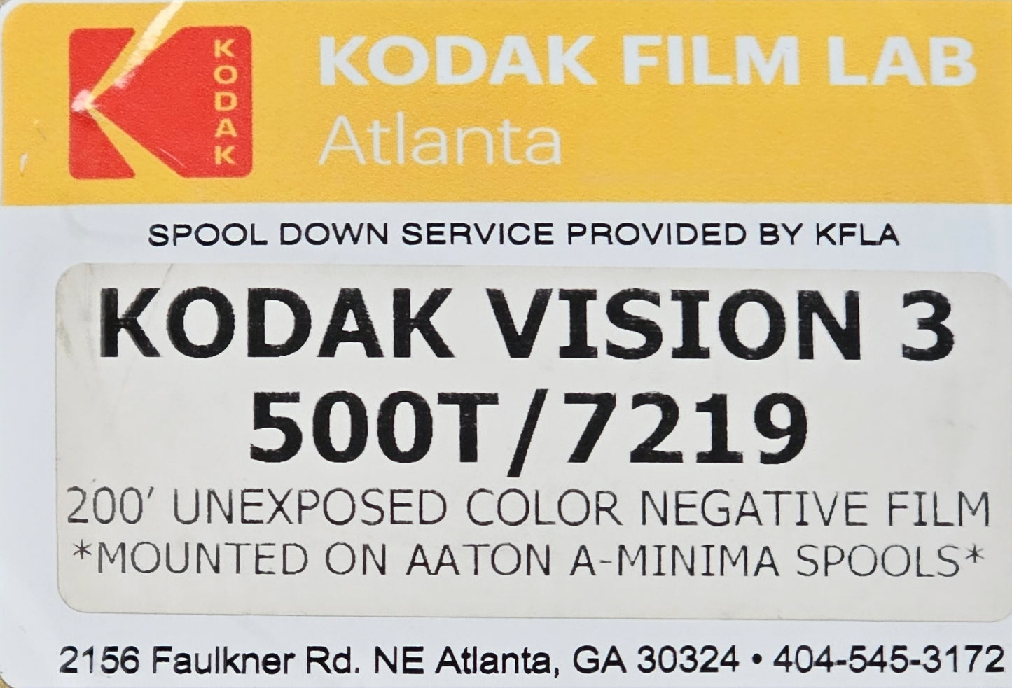 KODAK 16mm 200' VISION3 500T Color Negative Film 7219 for Aaton A-Minima