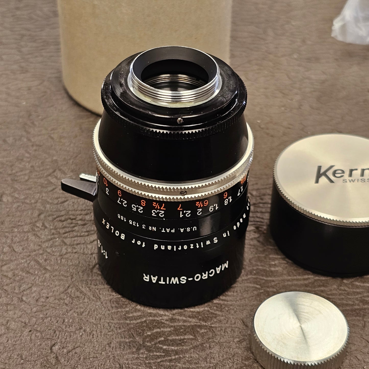 Switar 75mm Macro Preset f1.9 Multicoated C-Mount Lens (Black Version) S# 1122301