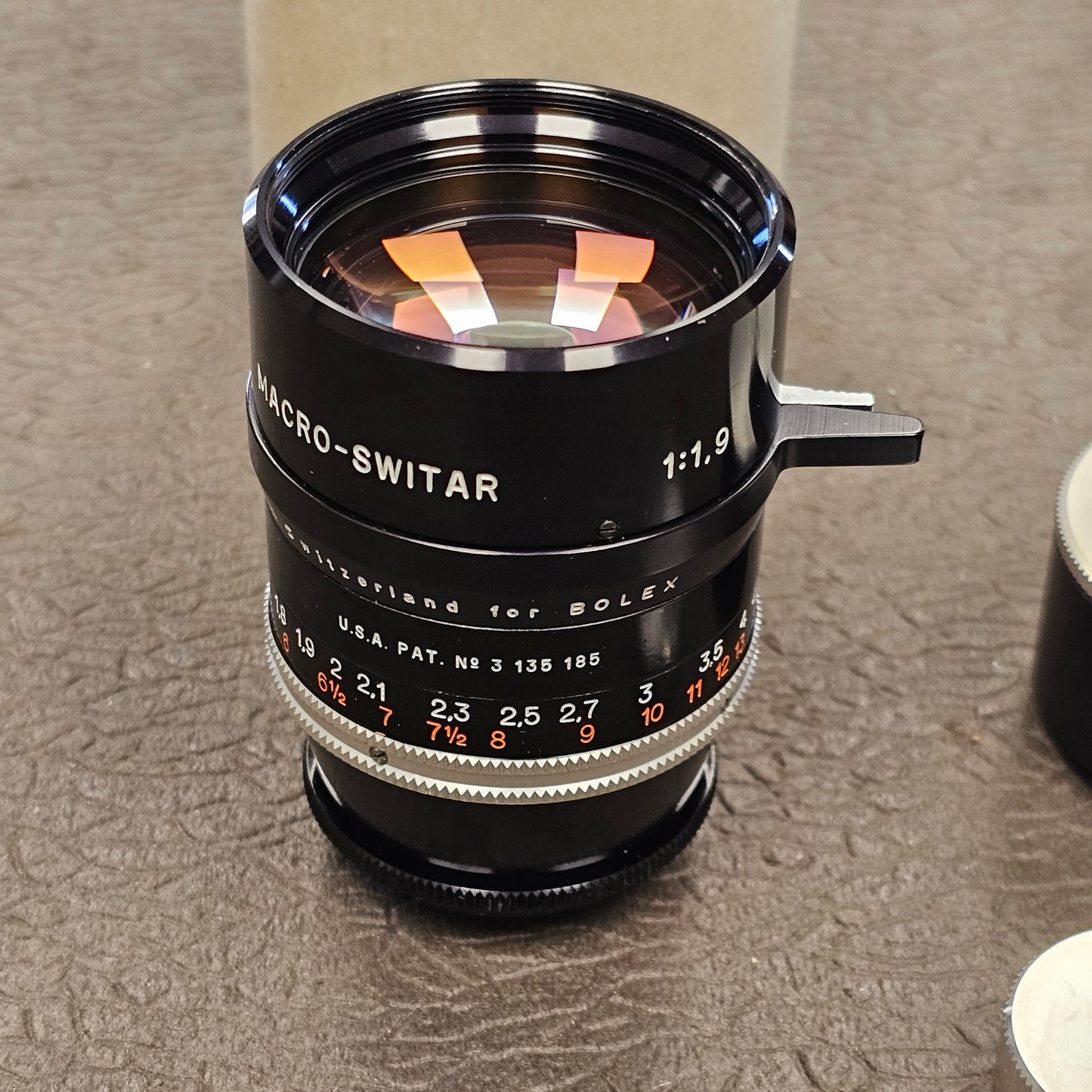 Switar 75mm Macro Preset f1.9 Multicoated C-Mount Lens (Black Version) S# 1122301