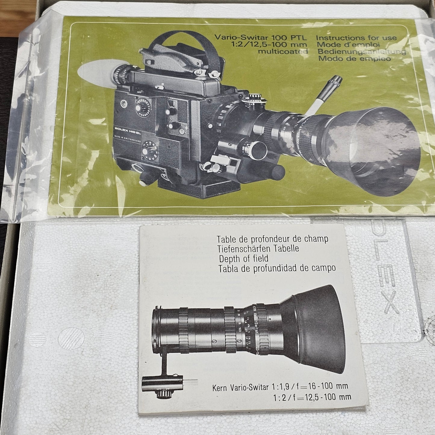 Kern Vario-Switar 115PTL 14.5-115mm f2.3 Super 16 Multicoated Macro Zoom lens Bolex Bayonet MountS# 1120634 with Bolex 7.5mm Wide Angle Aspheron S# 51122