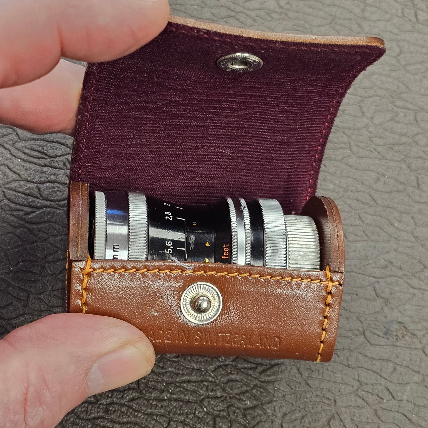 Original Leather Lens Case for Switar 10mm by Kern-Paillard