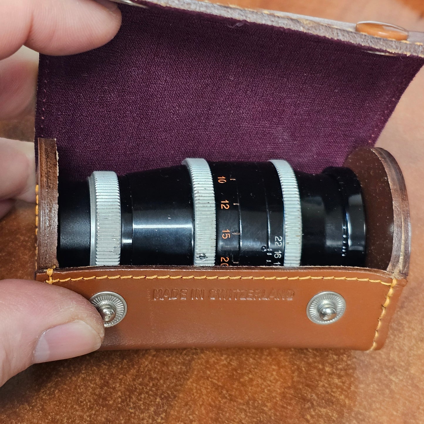 Original Leather Lens Case for Yvar 75mm by Kern-Paillard