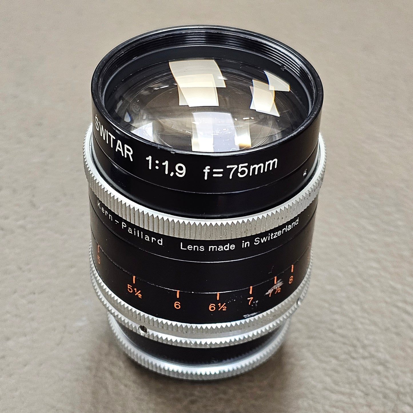 Switar 75mm f1.9 C-Mount Lens S# 1028546