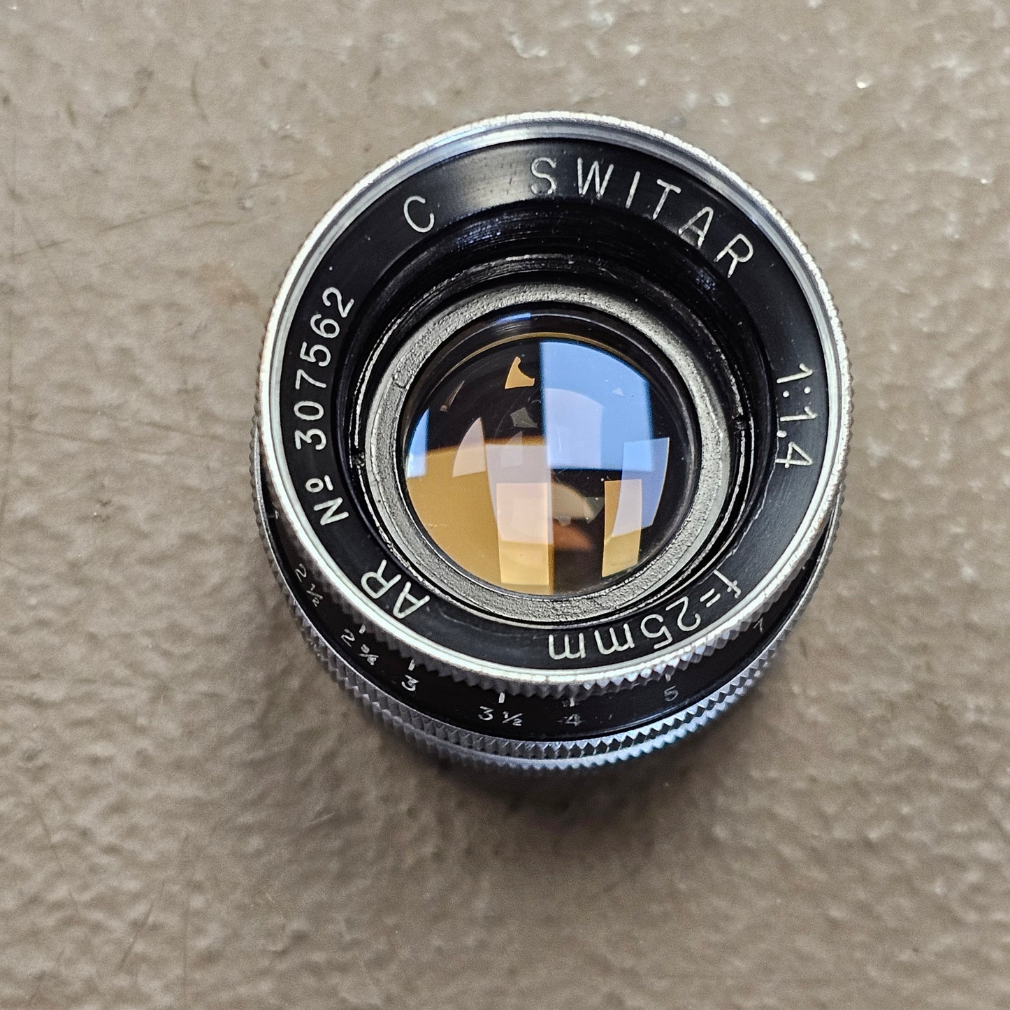 Switar 25mm f1.4 AR C-Mount Lens S# 307562
