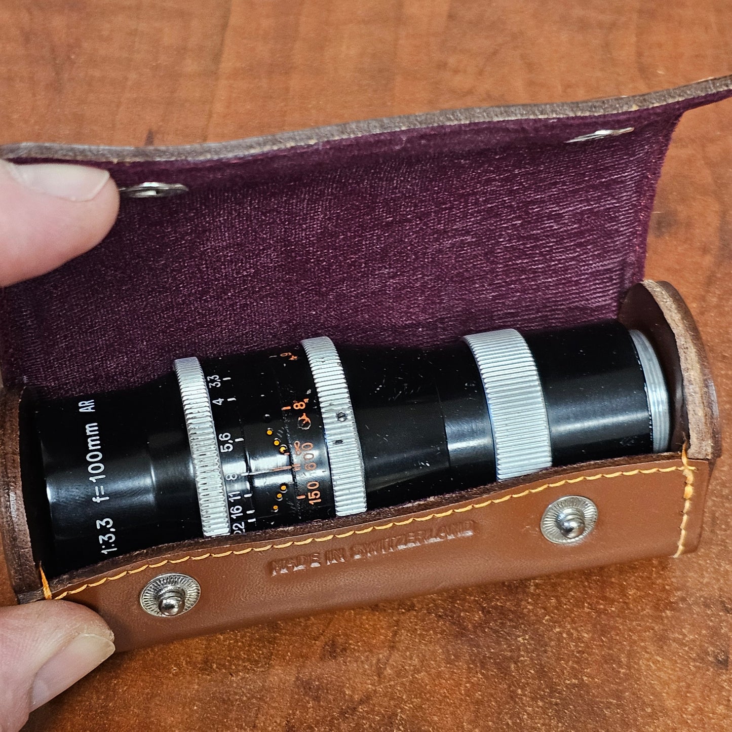 Original Leather Lens Case for Yvar 75mm or Yvar 100mm by Kern-Paillard