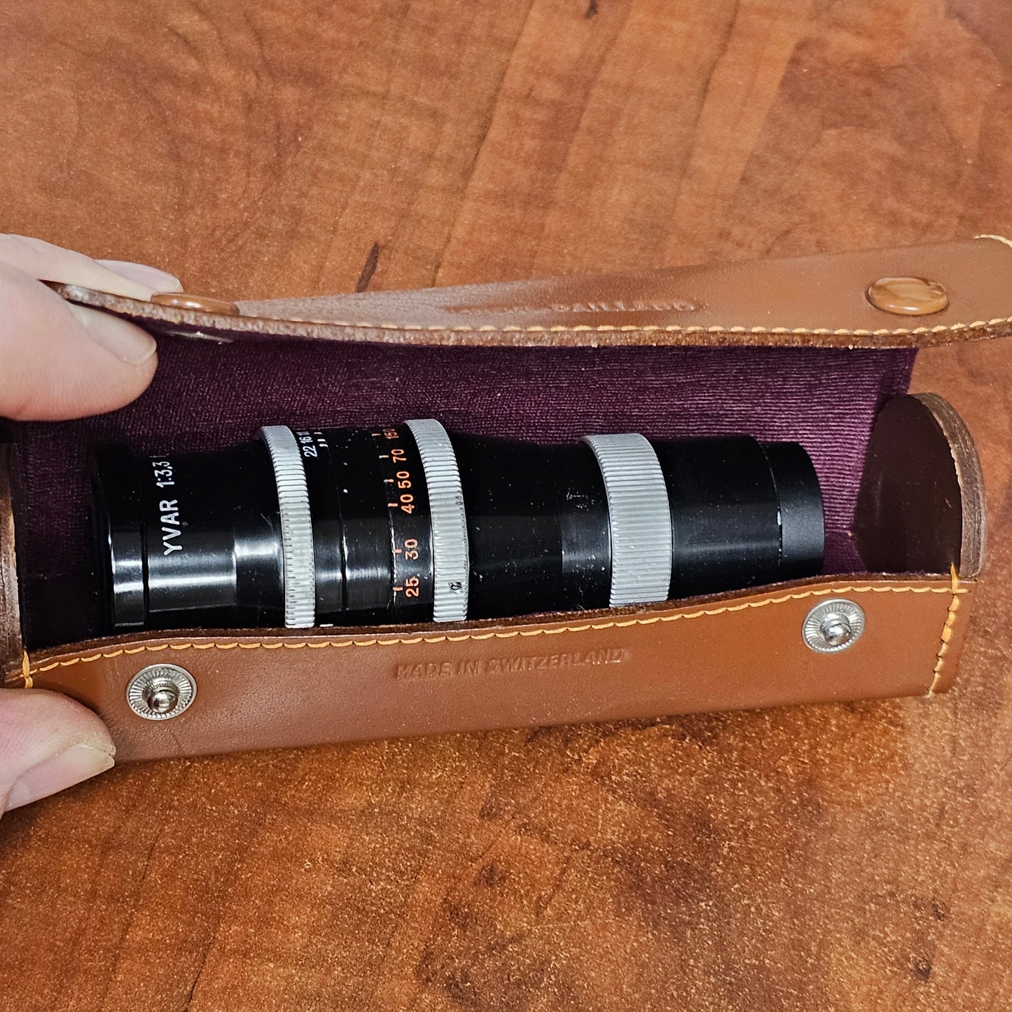 Original Leather Lens Case for Yvar 100mm by Kern-Paillard
