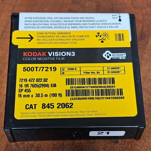 KODAK 16mm 100' VISION3 500T Color Negative Film 7219