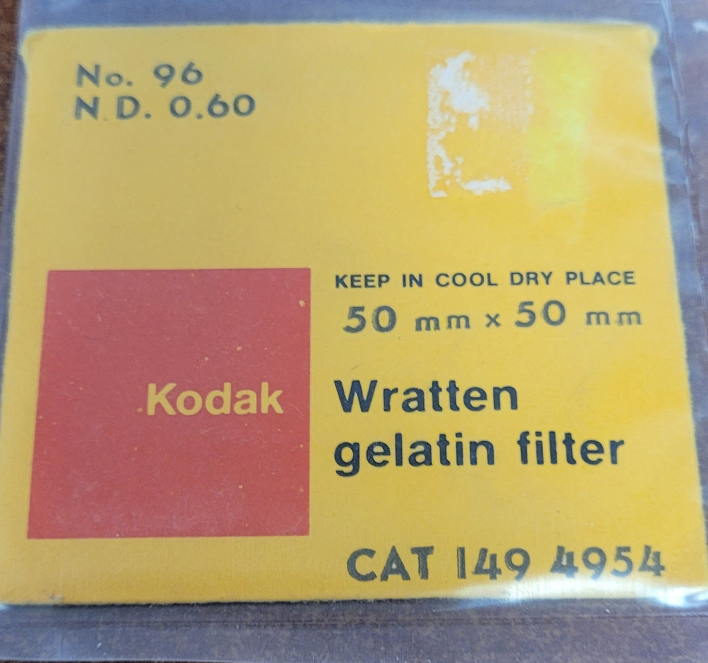 Kodak Wratten Gel Filter (No.96 ND.60)  2" x 2"