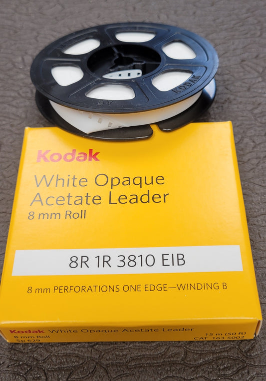 Kodak Regular 8mm 50' White Opaque Acetate Movie Leader