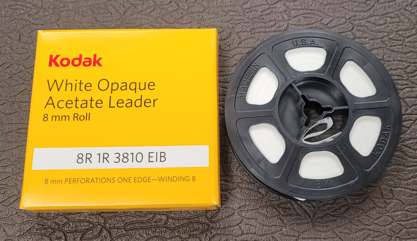 Kodak Regular 8mm 50' White Opaque Acetate Movie Leader