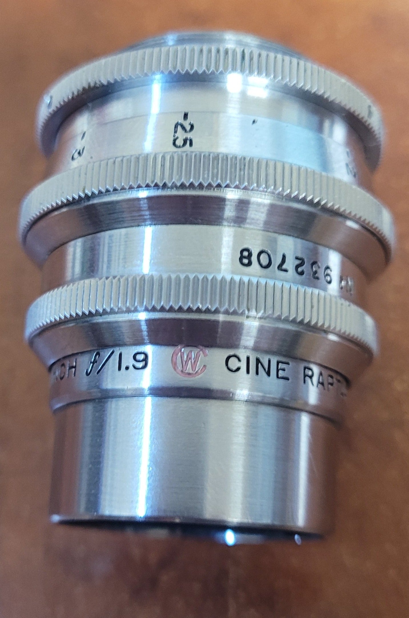 Wollensak Cine Raptar 25mm 1" f1.9 C mount lens S# 659293