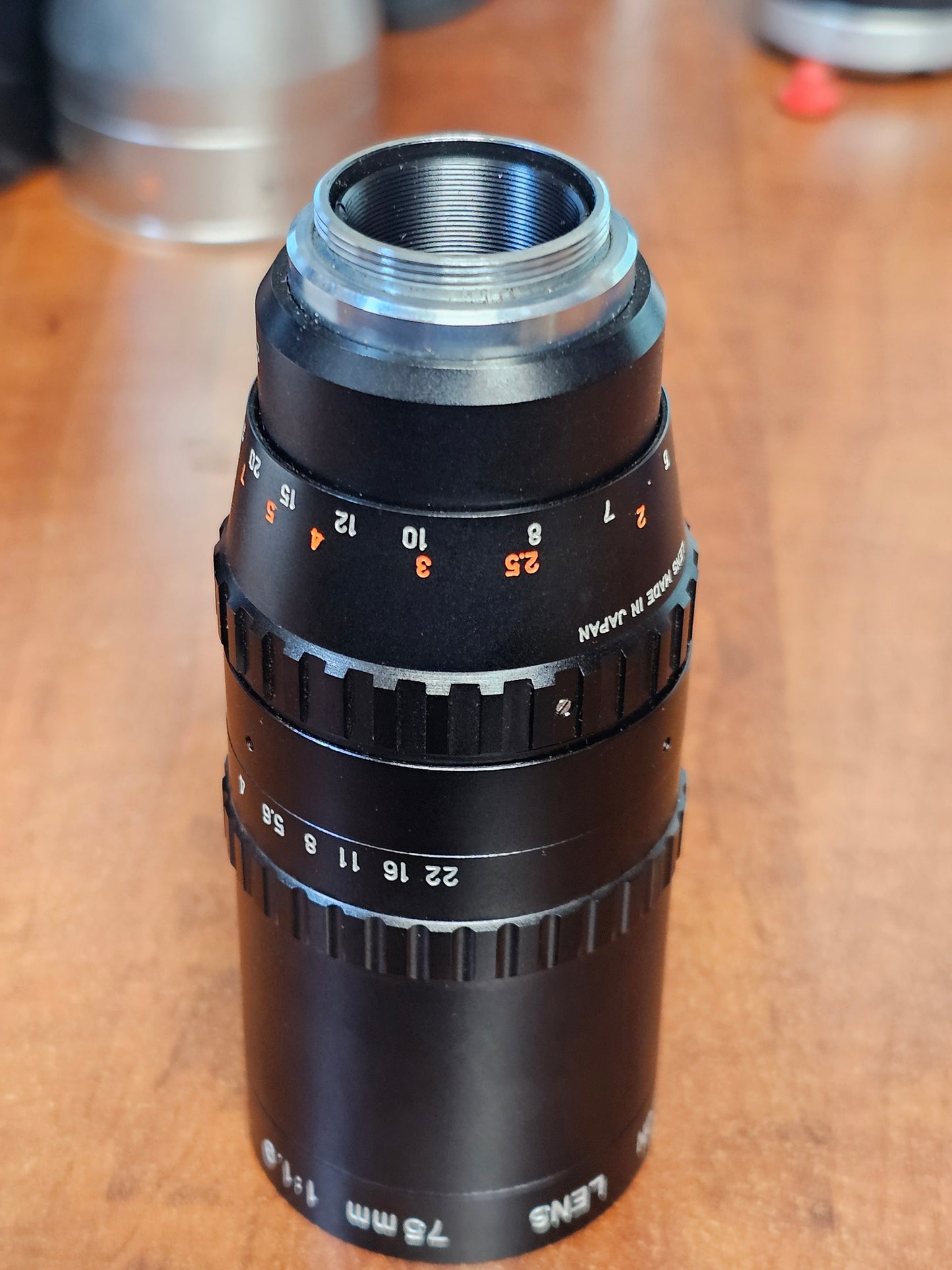 Cosmicar Television 75mm f/1.9 C-Mount Lens S# 18495