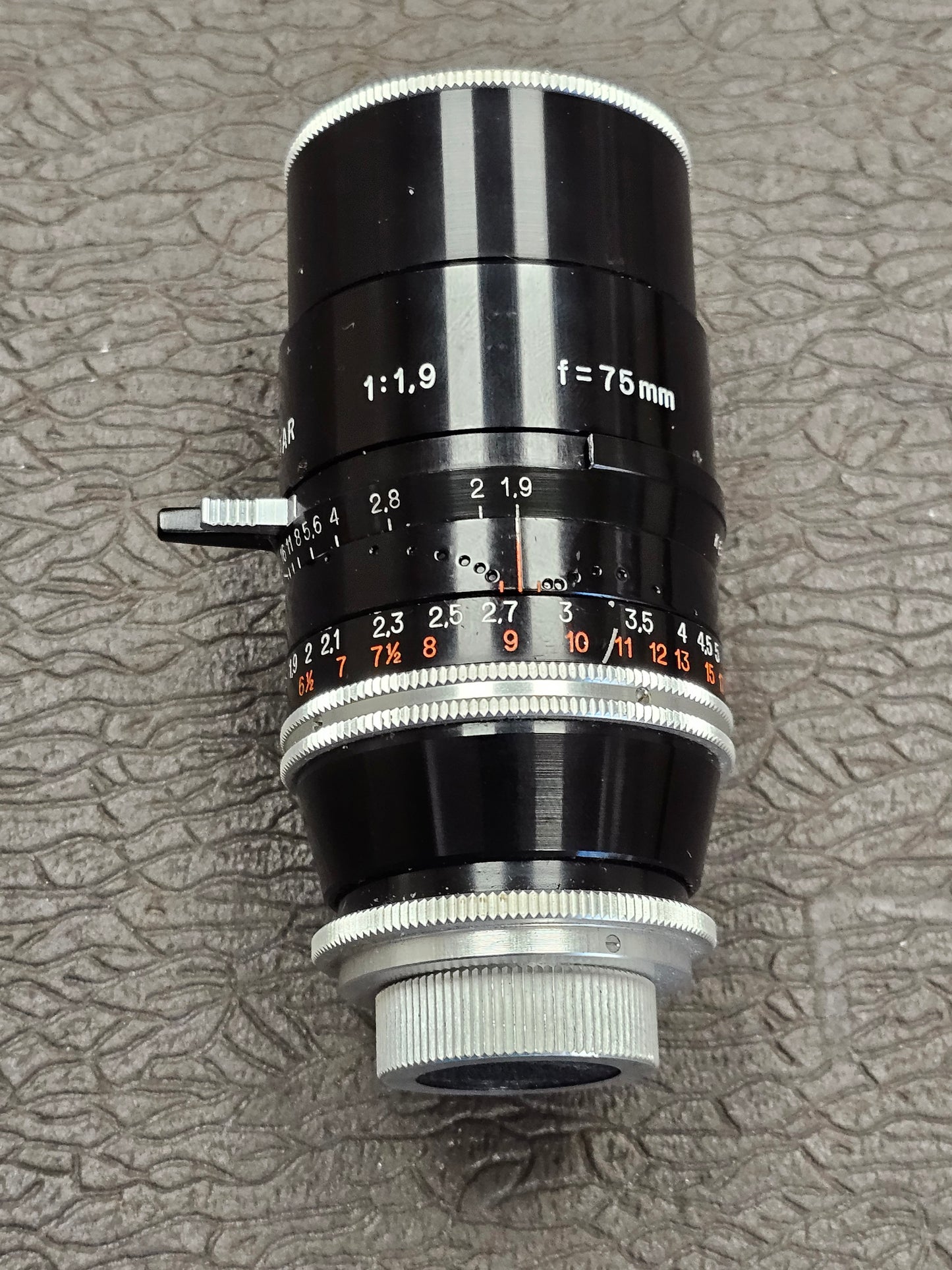 Switar 75mm Macro Preset f1.9 C-Mount Telephoto Lens S# 1022478