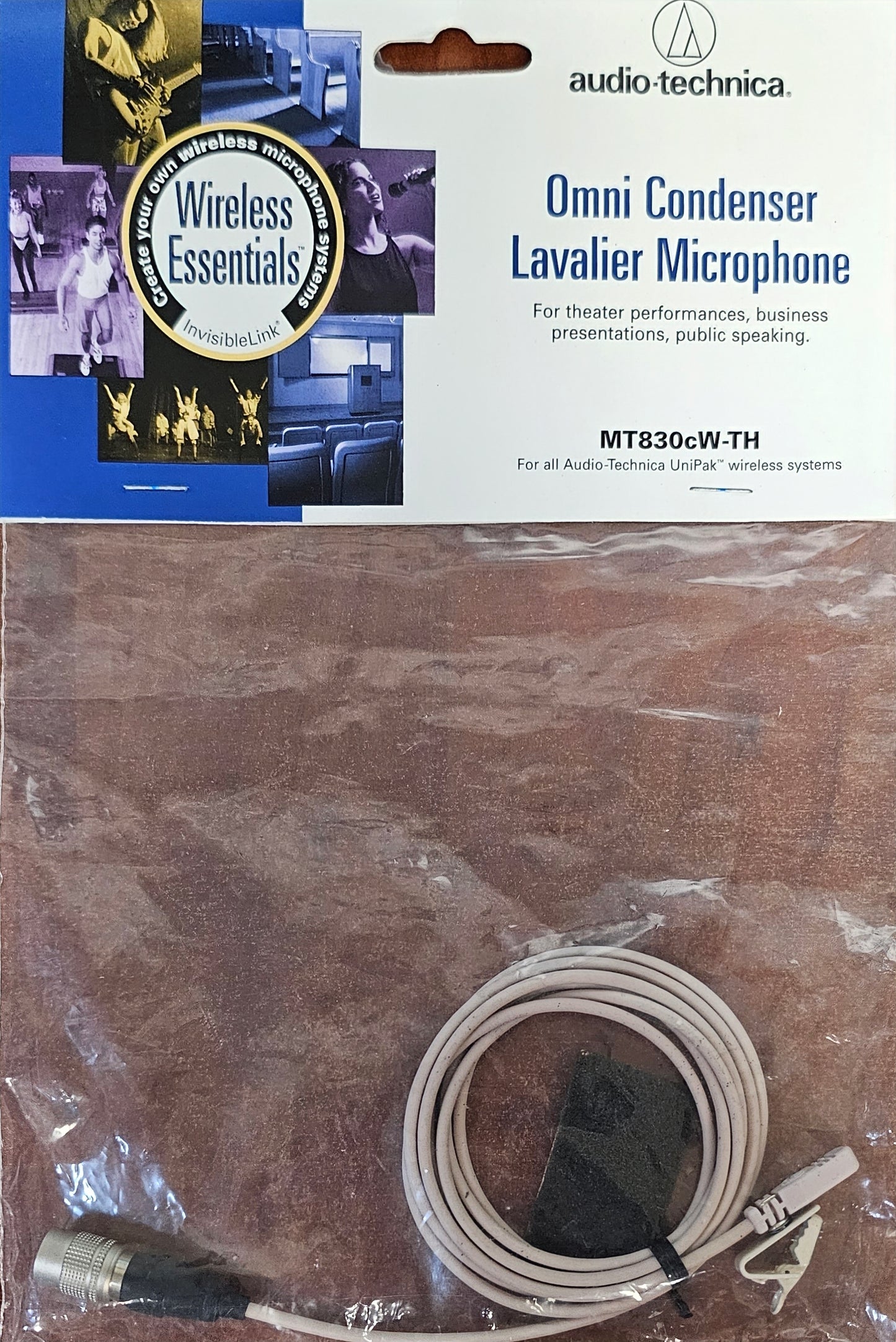 Audio-Technica MT830cW-TH Omnidirectional Lavalier Microphone for Wireless (Theater-Beige, Hirose 4-Pin Connector)