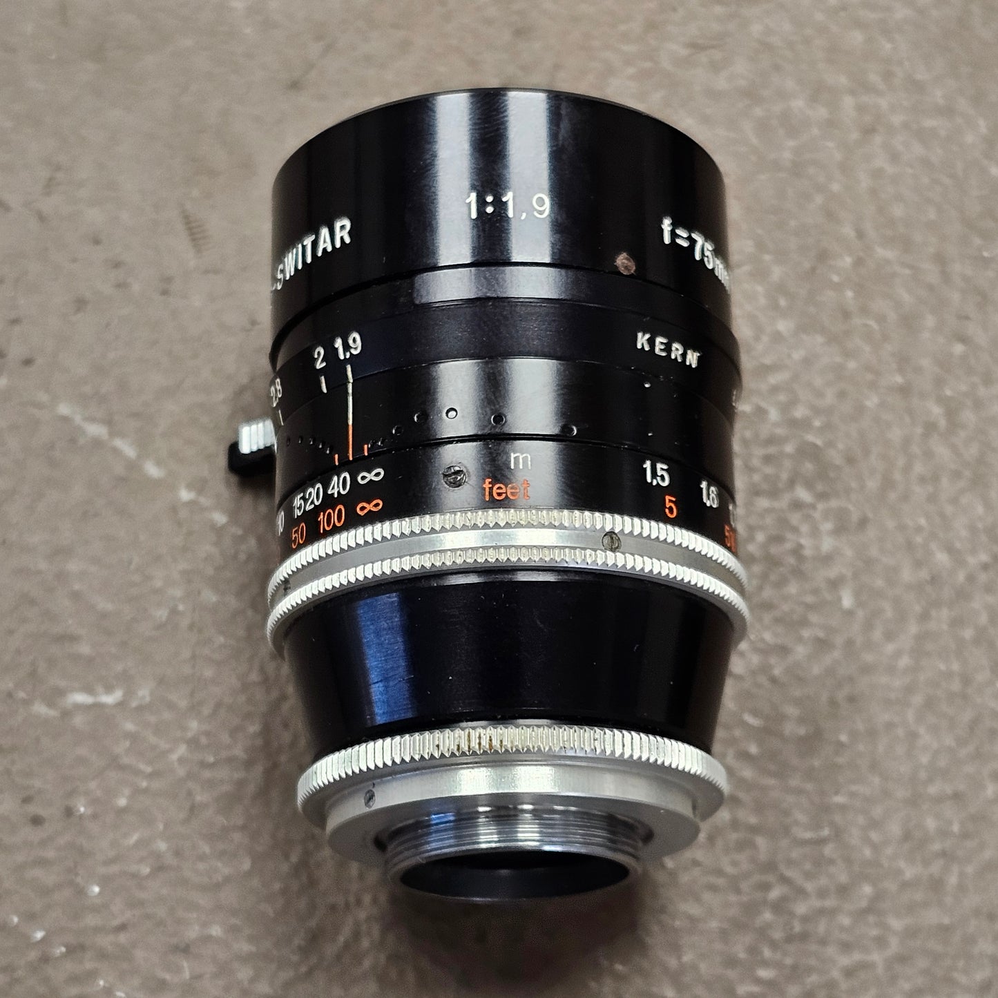 Switar 75mm Macro Preset f1.9 C-Mount Telephoto Lens S# 1131180