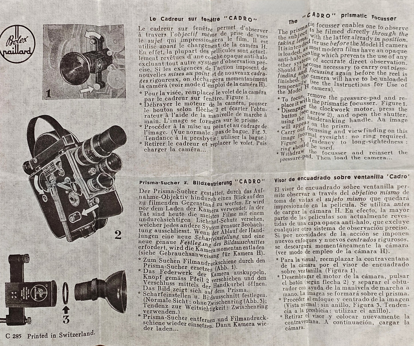 Paillard Bolex Cadro Prismatic Gate Focuser