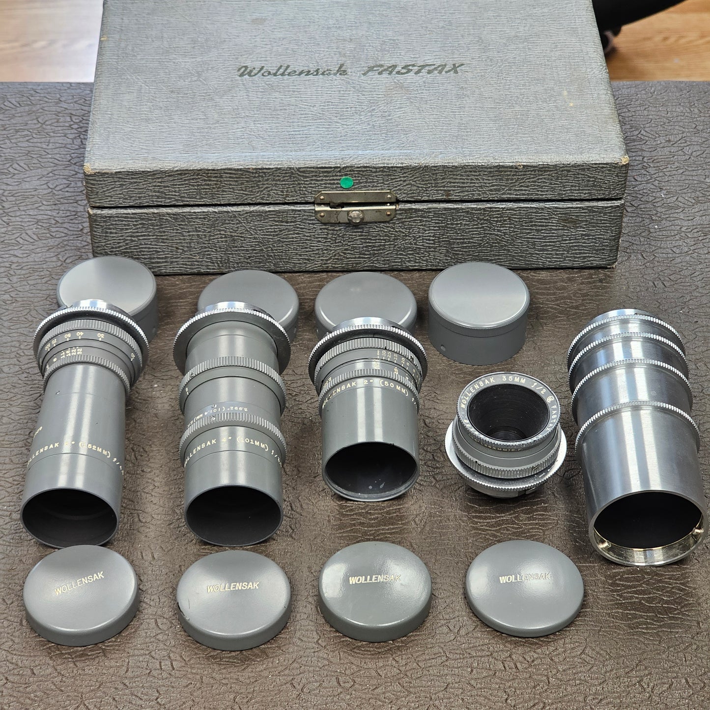 Wollensak Fastax - Raptar Four Lens Set 35mm/50mm/101.4mm/153.6mm Military Gray