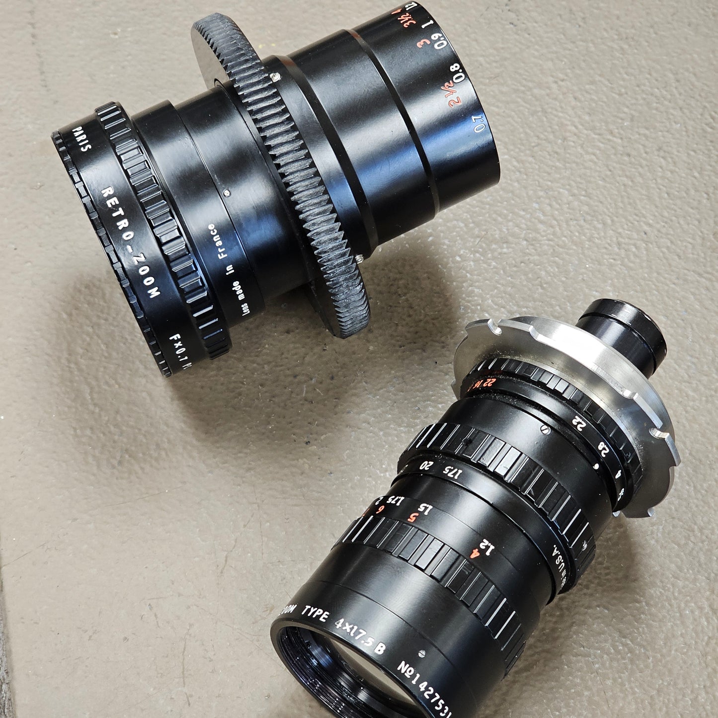 Angenieux 17.5-70mm f2.2/T2.5 Type 4x17.5B PL Mount S# 1427531 with Retro-Zoom Attachment S# 1426674