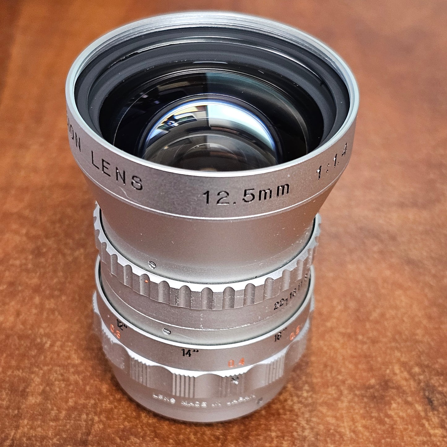 Cosmicar Television 12.5mm f/1.4 C-Mount Lens (Silver) S# 70562