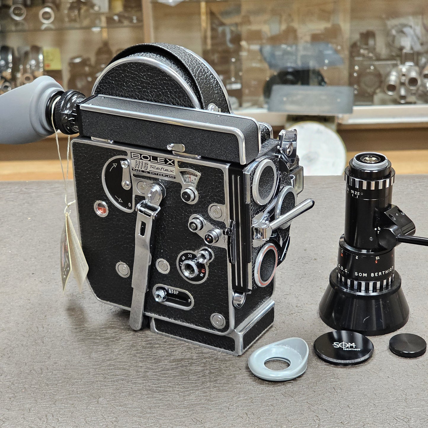 Bolex H16 Rex 4 16mm Camera Body with 10x viewfinder S# 213537 & Som Berthiot Pan Cinor 17-85mm Zoom lens S# T41556