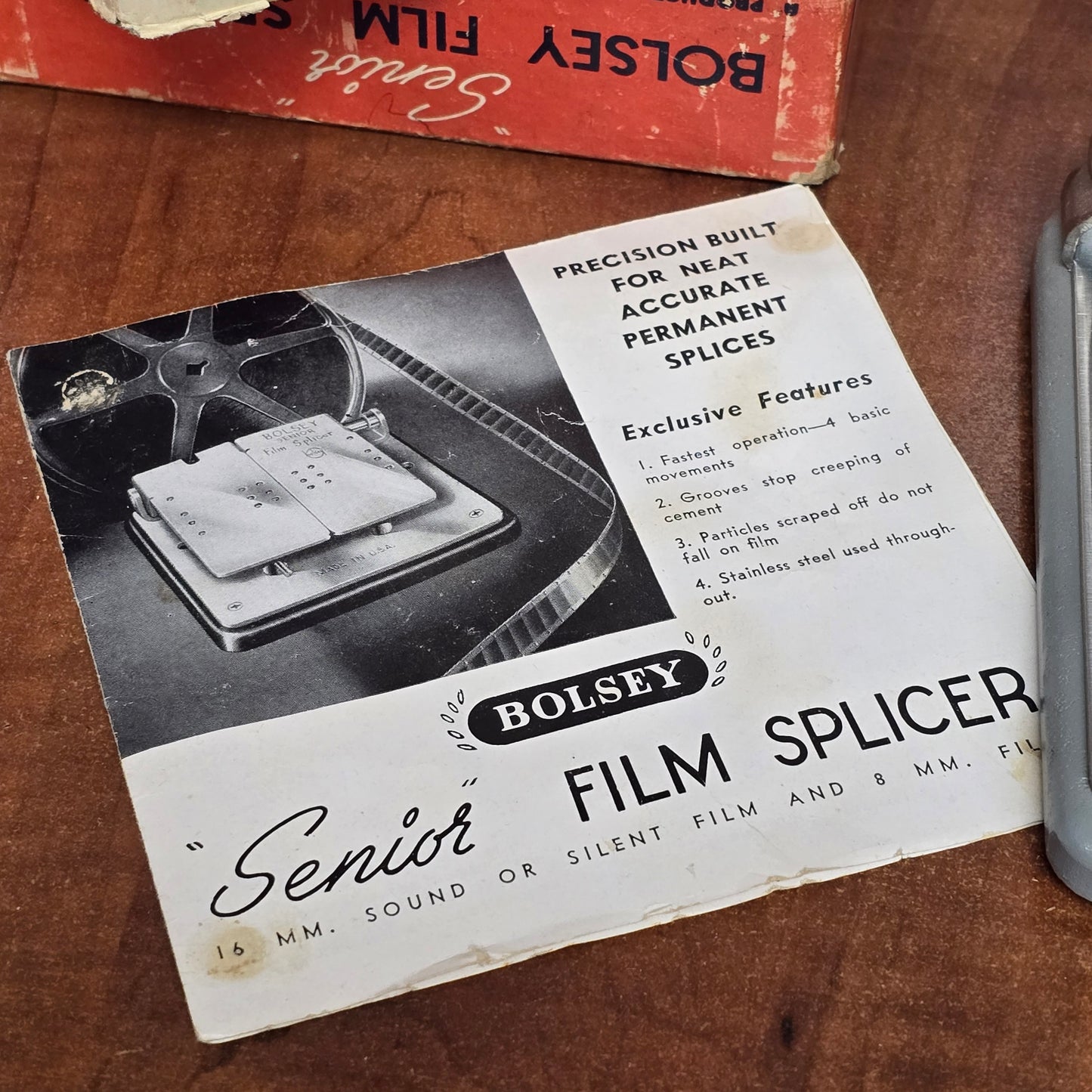 BOLSEY Senior Film Splicer for 16mm & S8mm Sound & Silent Films