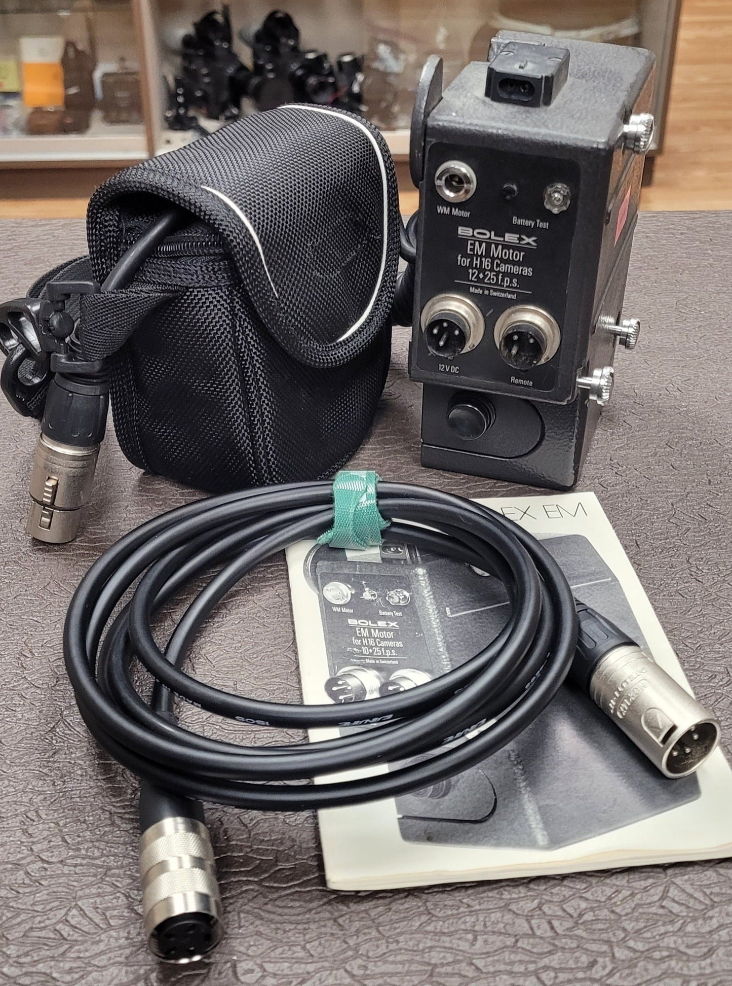 Bolex EM Motor 12-25FPS S# 10285 with 4-Pin Tuchel - 4-Pin XLR Power cable